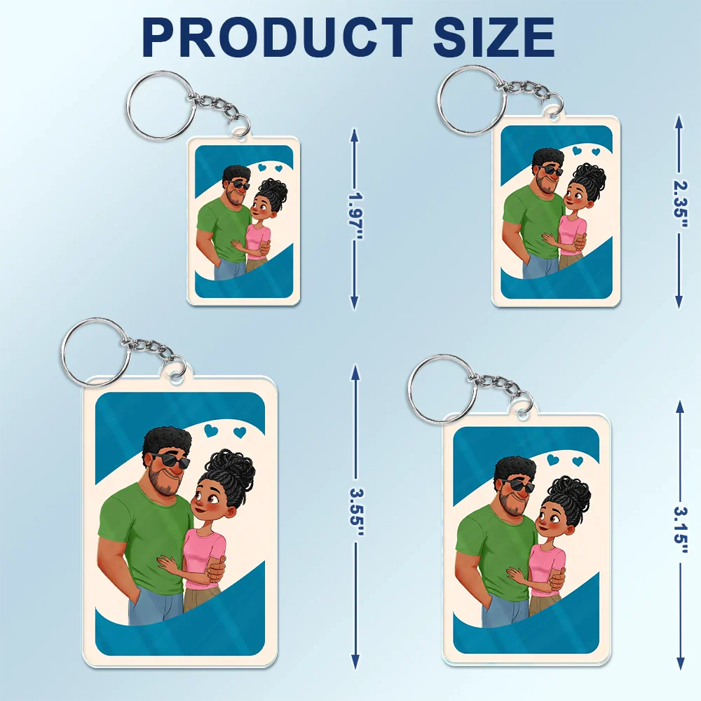 Love You More Reverse Card Animate Couple - Personalized Acrylic Keychain - Image 5
