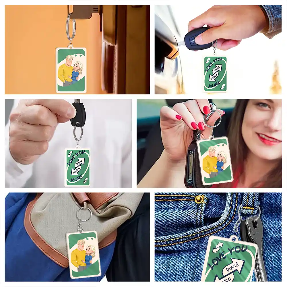 Love You More Reverse Card Animate Couple - Personalized Acrylic Keychain - Image 7