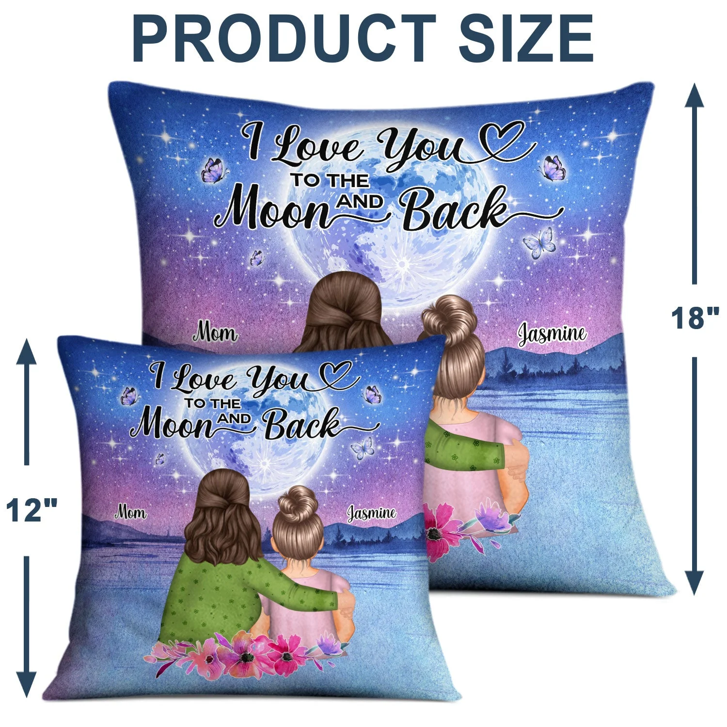 Love You To Moon And Back Beach - Gift For Mother, Mom, Grandma - Personalized Custom Pillow - Image 4