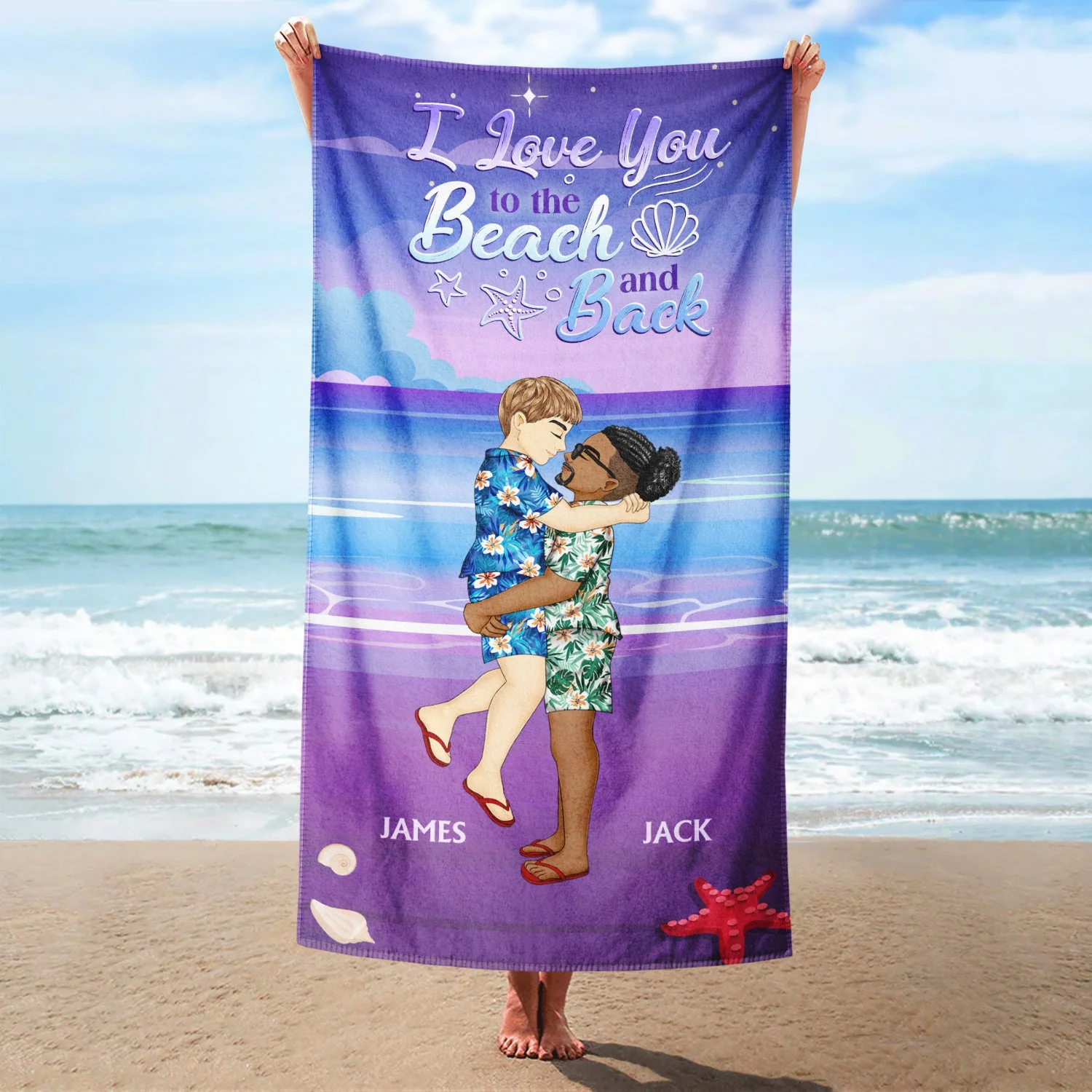 Love You To The Beach And Back - Gift For Couples - Personalized Beach Towel - Image 2