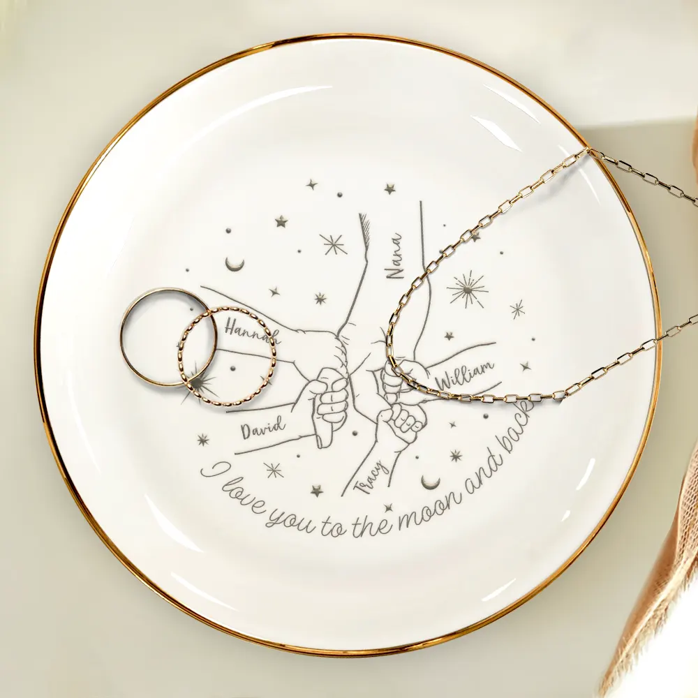 Love You To The Moon And Back Mom Mother - Personalized Round Ring Dish - Image 4