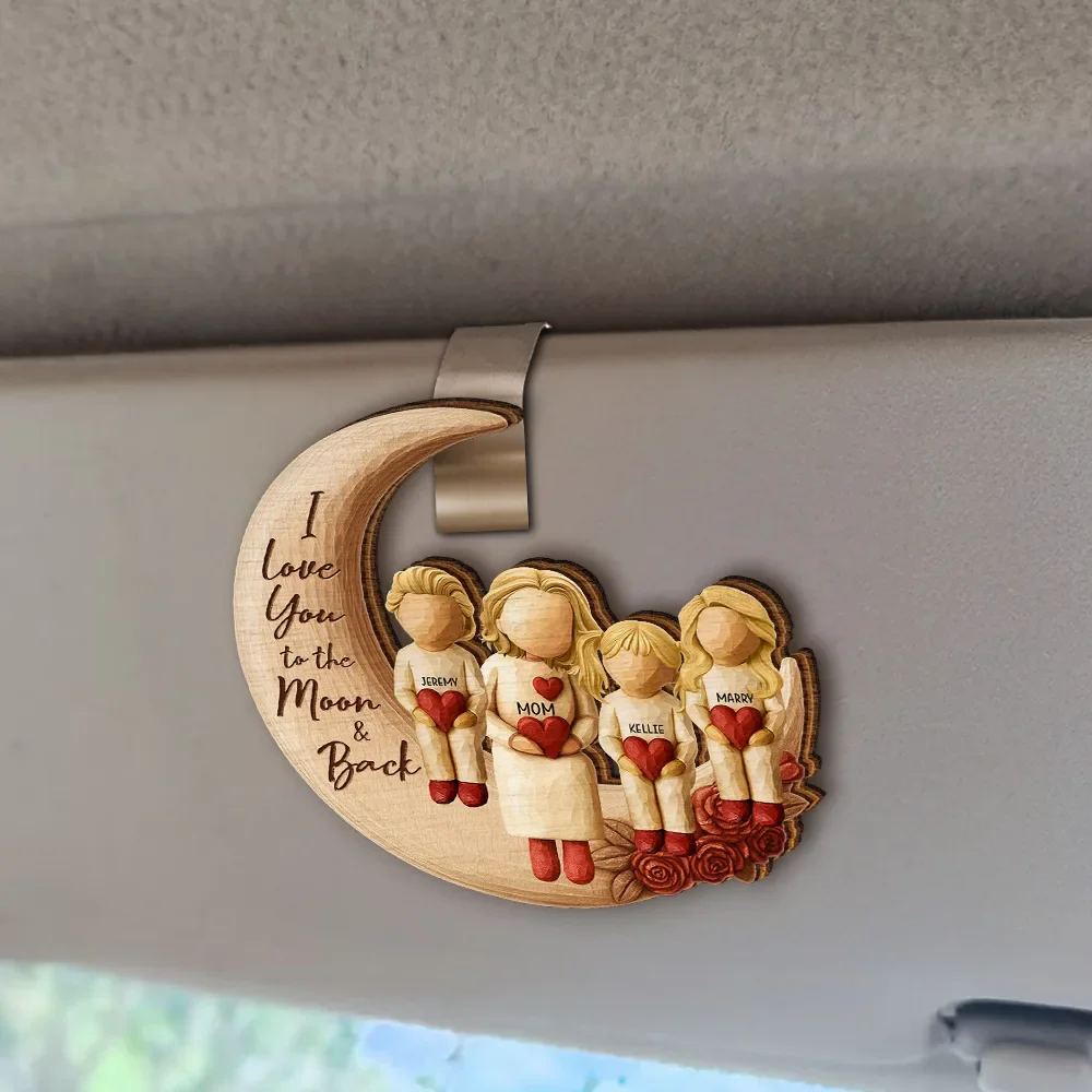 Love You To The Moon & Back - Personalized Custom Shaped Car Visor Clip - Image 2