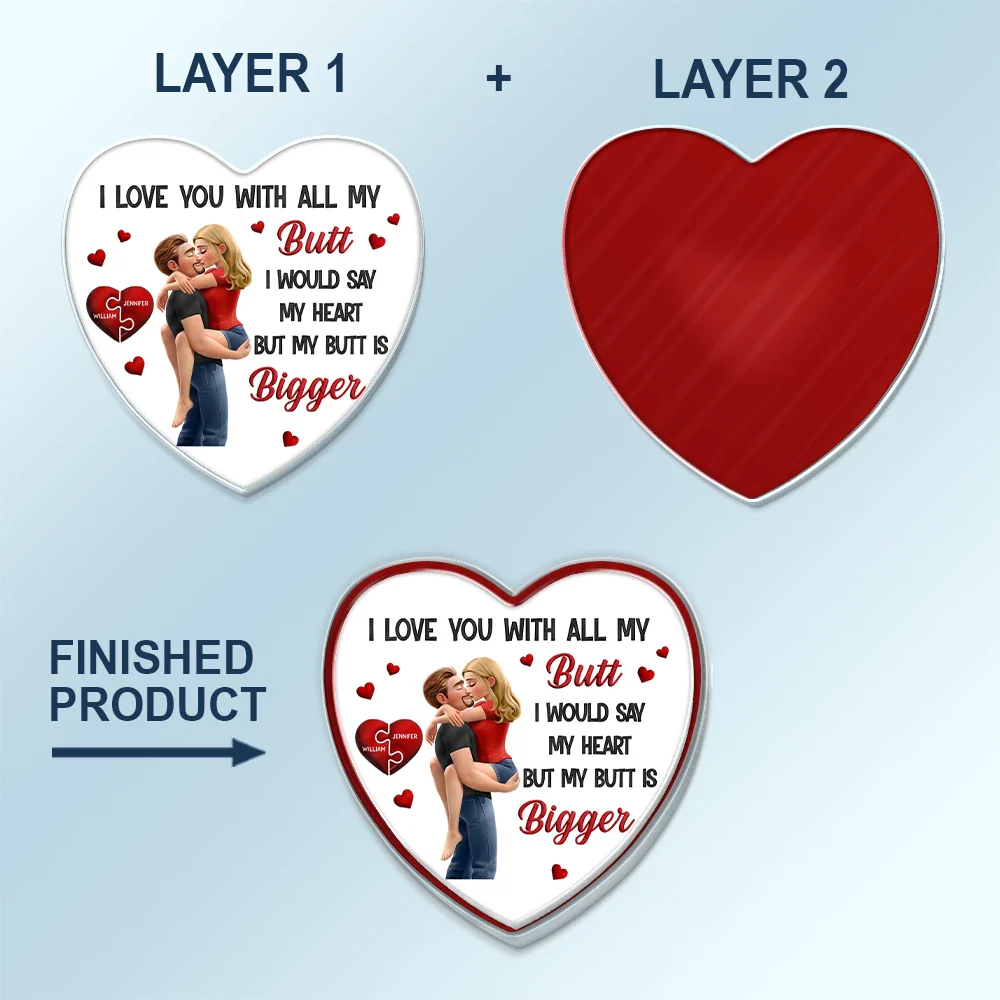 Love You With All My Butt - Personalized Custom Shaped Acrylic Car Visor Clip - Image 5