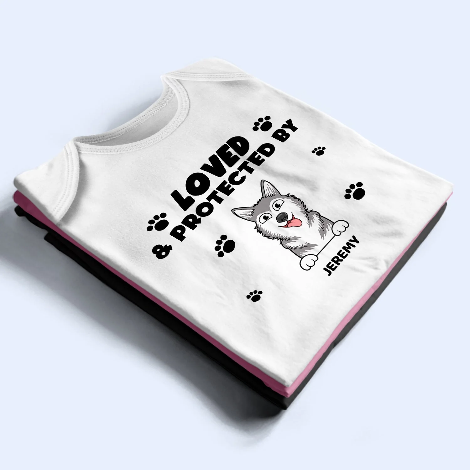 Loved And Protected By Dog - Gift For Pet Lovers - Personalized Baby Onesie - Image 3