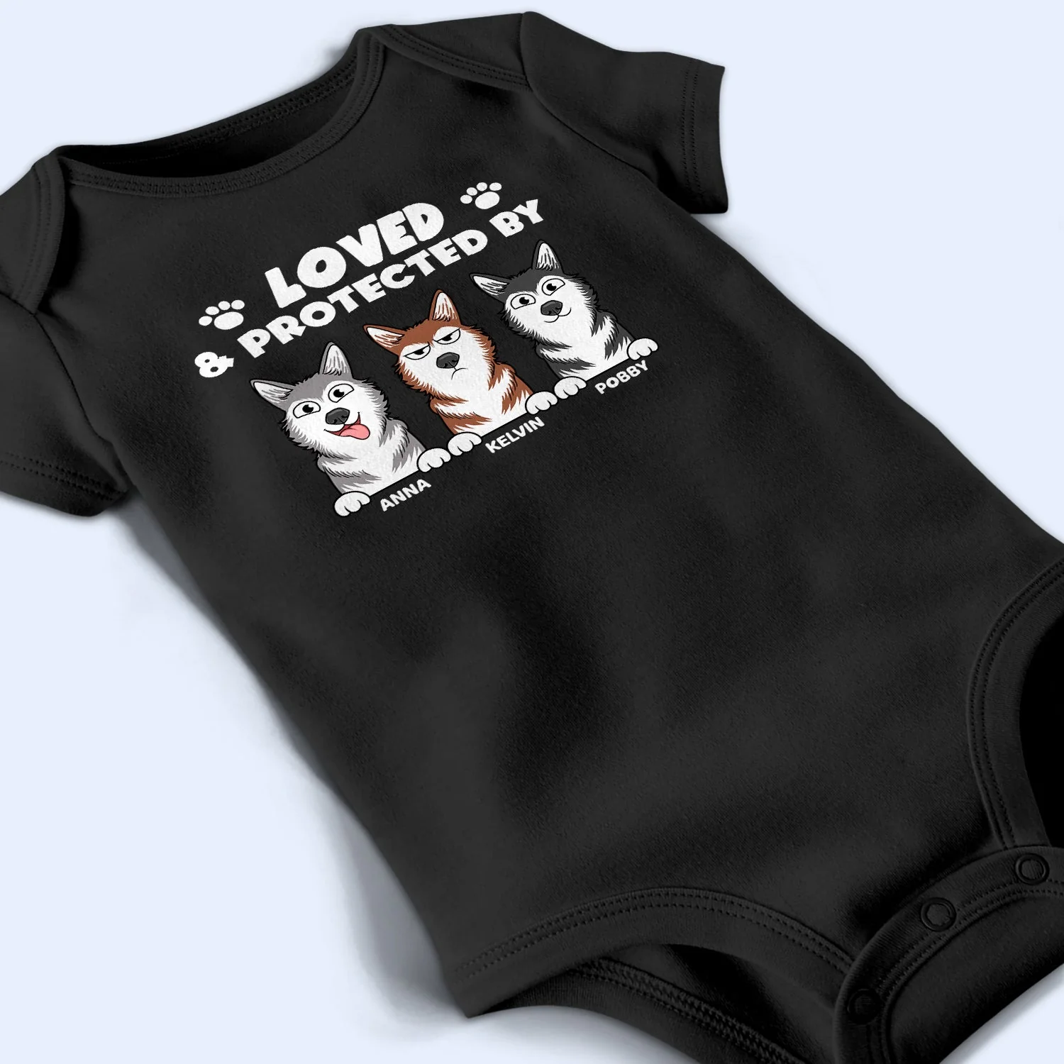 Loved And Protected By Dog - Gift For Pet Lovers - Personalized Baby Onesie - Image 4