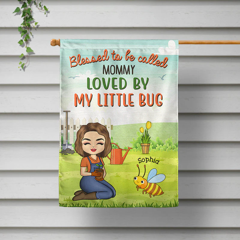 Loved By My Little Bugs Gardening Lady - Gift For Women - Personalized Custom Flag - Image 3