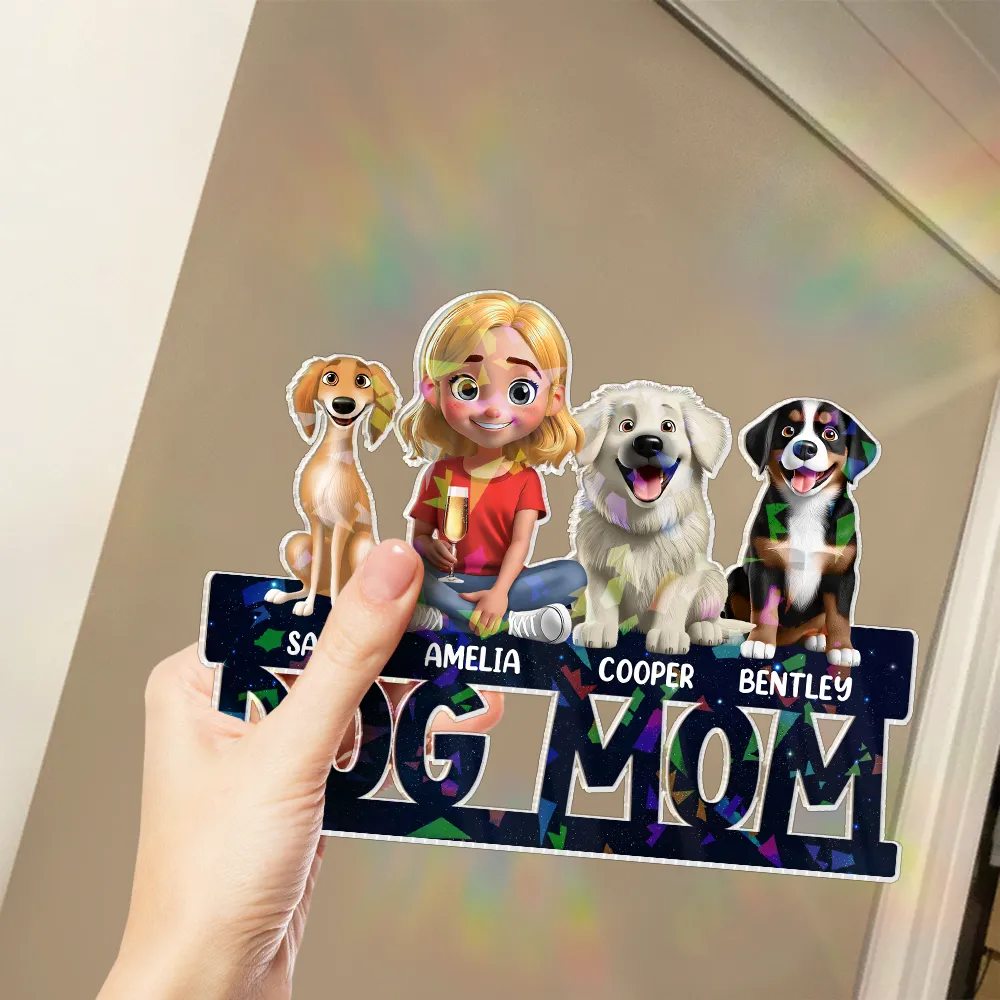 Lovely Dog Mom Dog Dad 3D Effect Print - Personalized Holographic Acrylic Plaque - Image 3