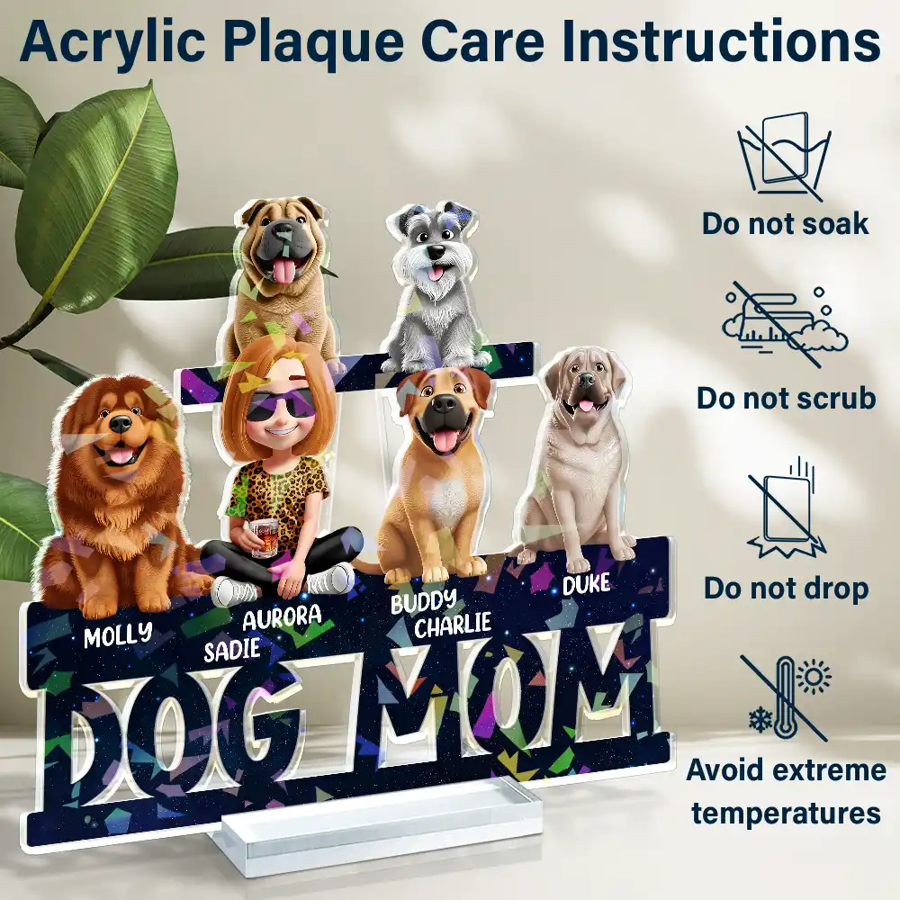 Lovely Dog Mom Dog Dad 3D Effect Print - Personalized Holographic Acrylic Plaque - Image 5