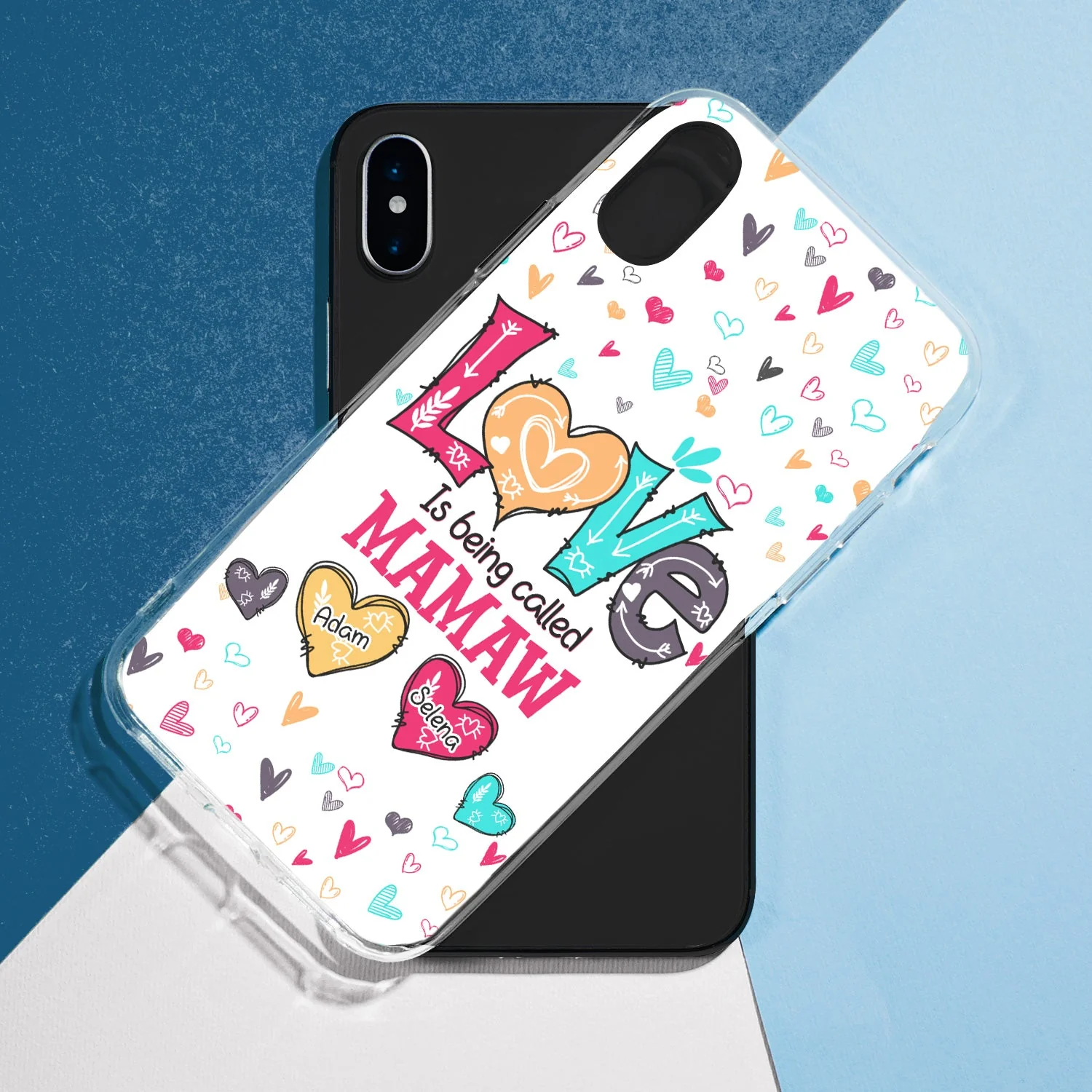 Lovely Hearts Grandma Mom Kids - Birthday, Loving Gift For Mother, Grandmother - Personalized Clear Phone Case - Image 5