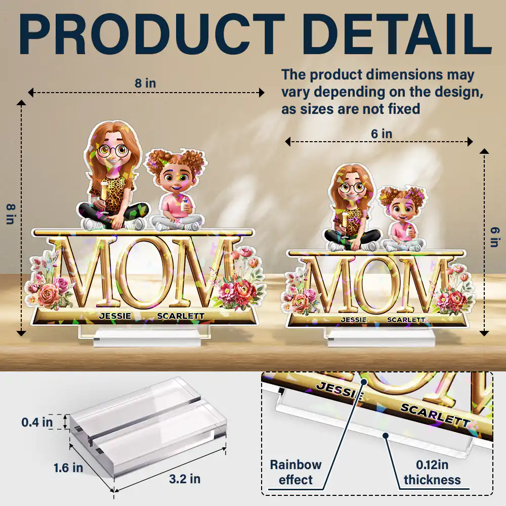 Lovely Mom And Kids 3D Effect Print - Personalized Holographic Acrylic Plaque - Image 4
