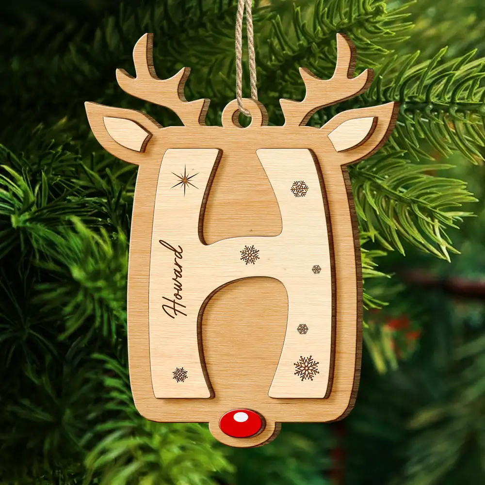 Lovely Monogram Keepsake For Family - Personalized Combo 2-Layered Wooden Ornament - Image 4