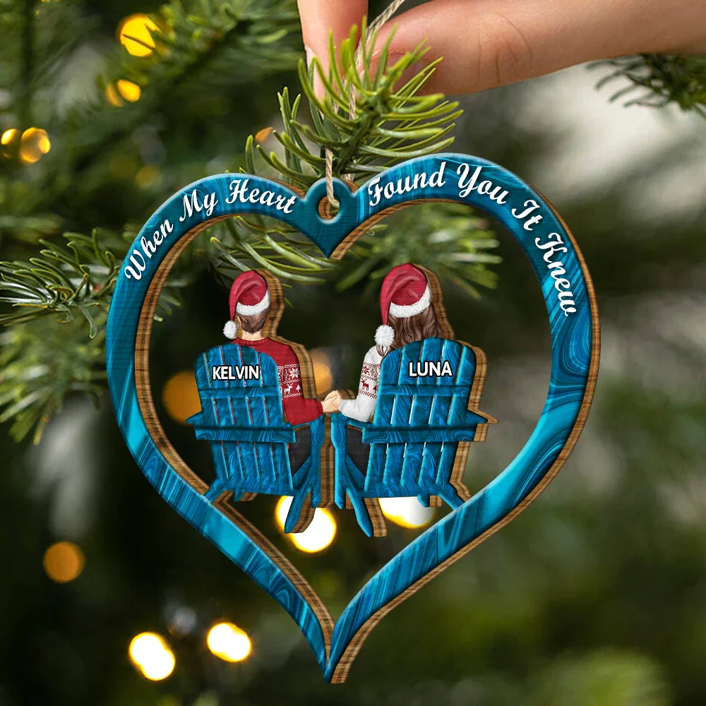 Loves Is For Always Couples Christmas - Personalized Wooden Cutout Ornament - Image 2