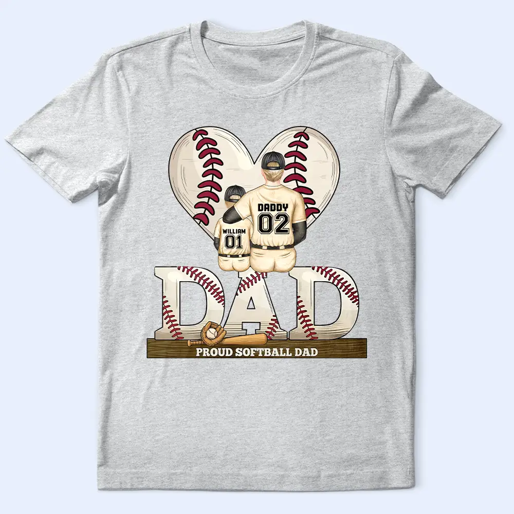 Loving Best Baseball Dad Ever - Personalized T Shirt - Image 2