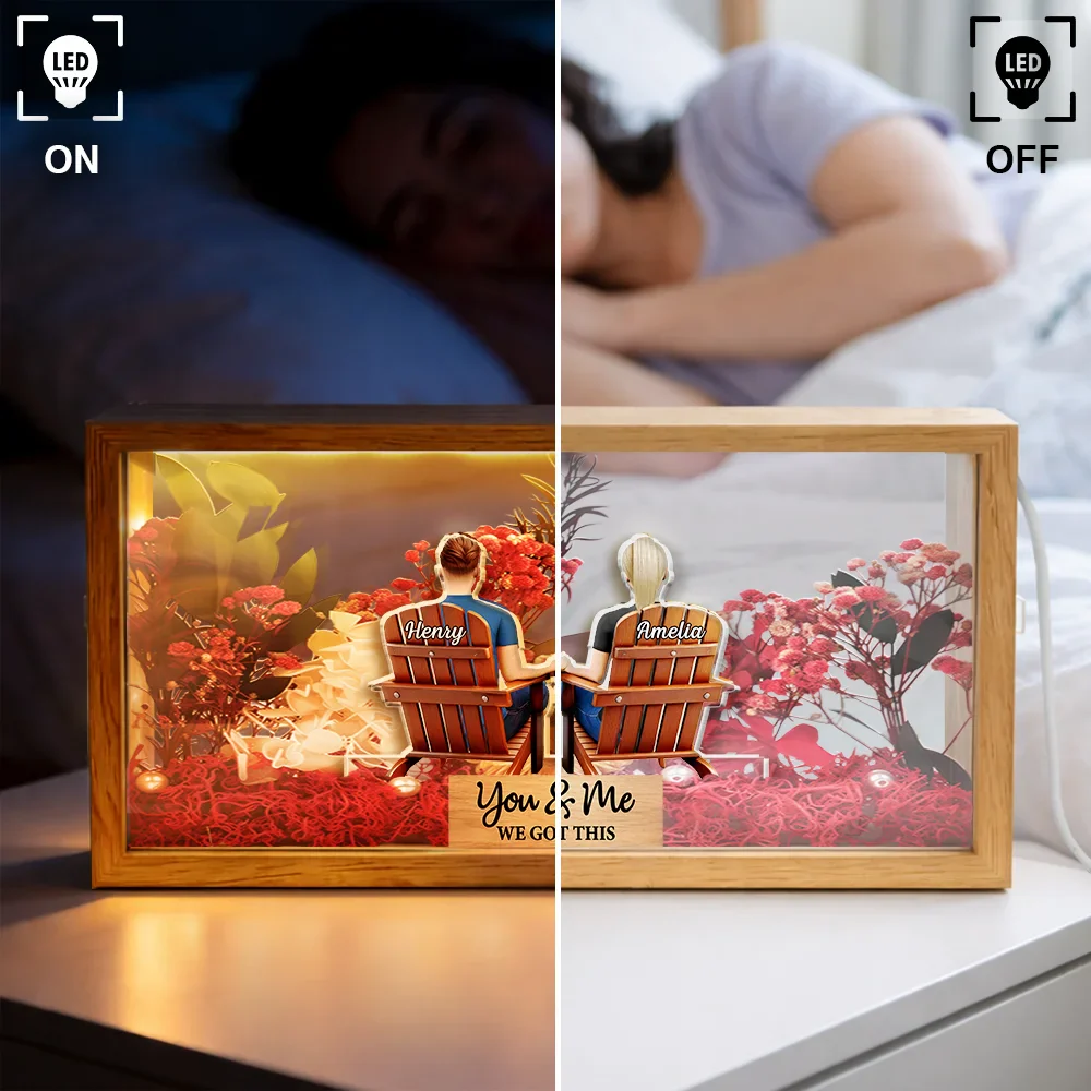 Loving Couple You & Me We Got This - Personalized Flower Light Box - Image 3