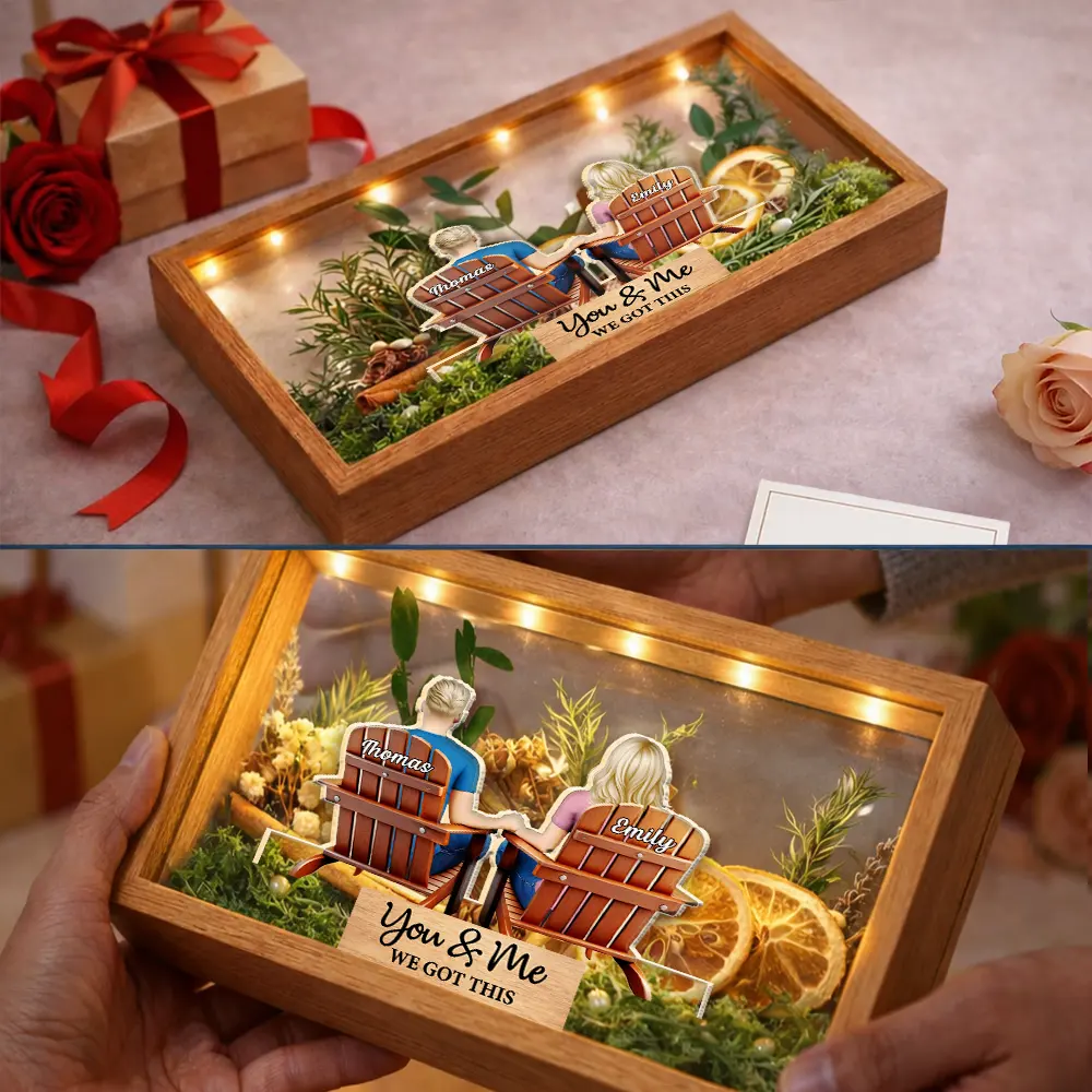 Loving Couple You & Me We Got This - Personalized Flower Light Box - Image 6