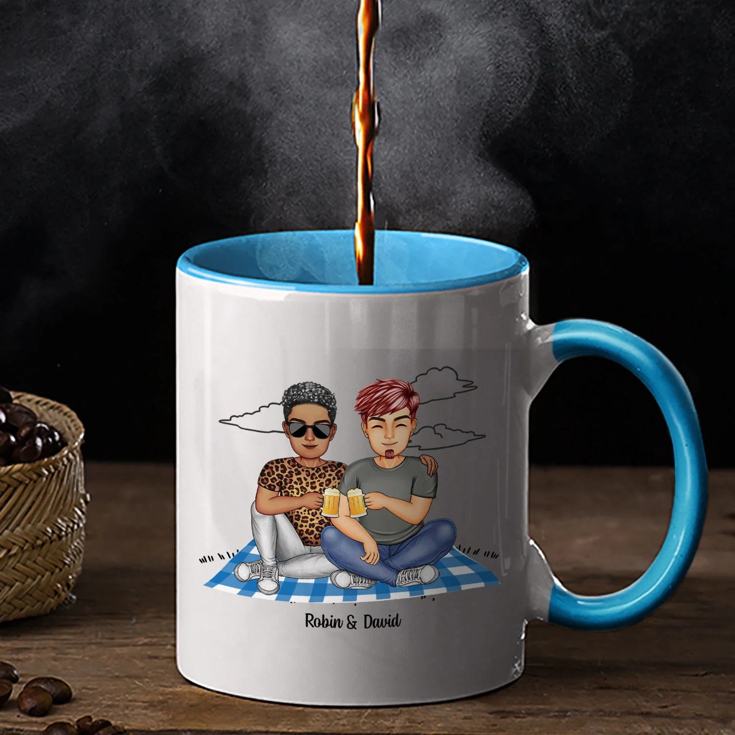 Lucky For You - Gift For Couples - Personalized Accent Mug - Image 2