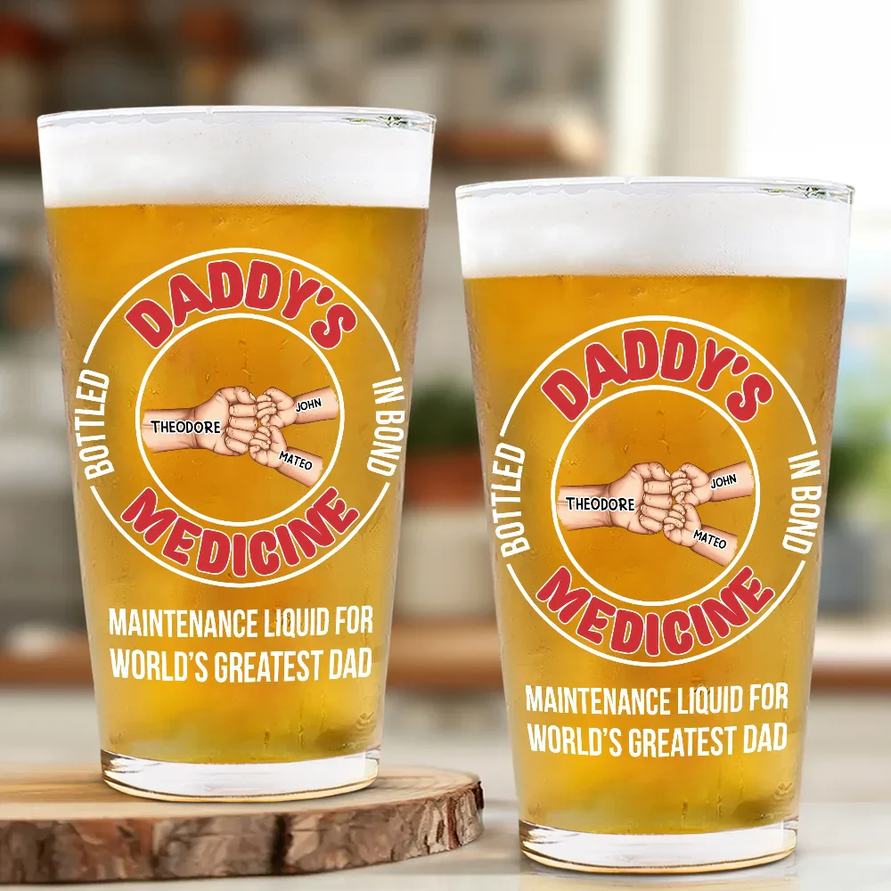 Maintenance Liquid For World's Greatest Dad - Personalized Beer Glass - Image 2