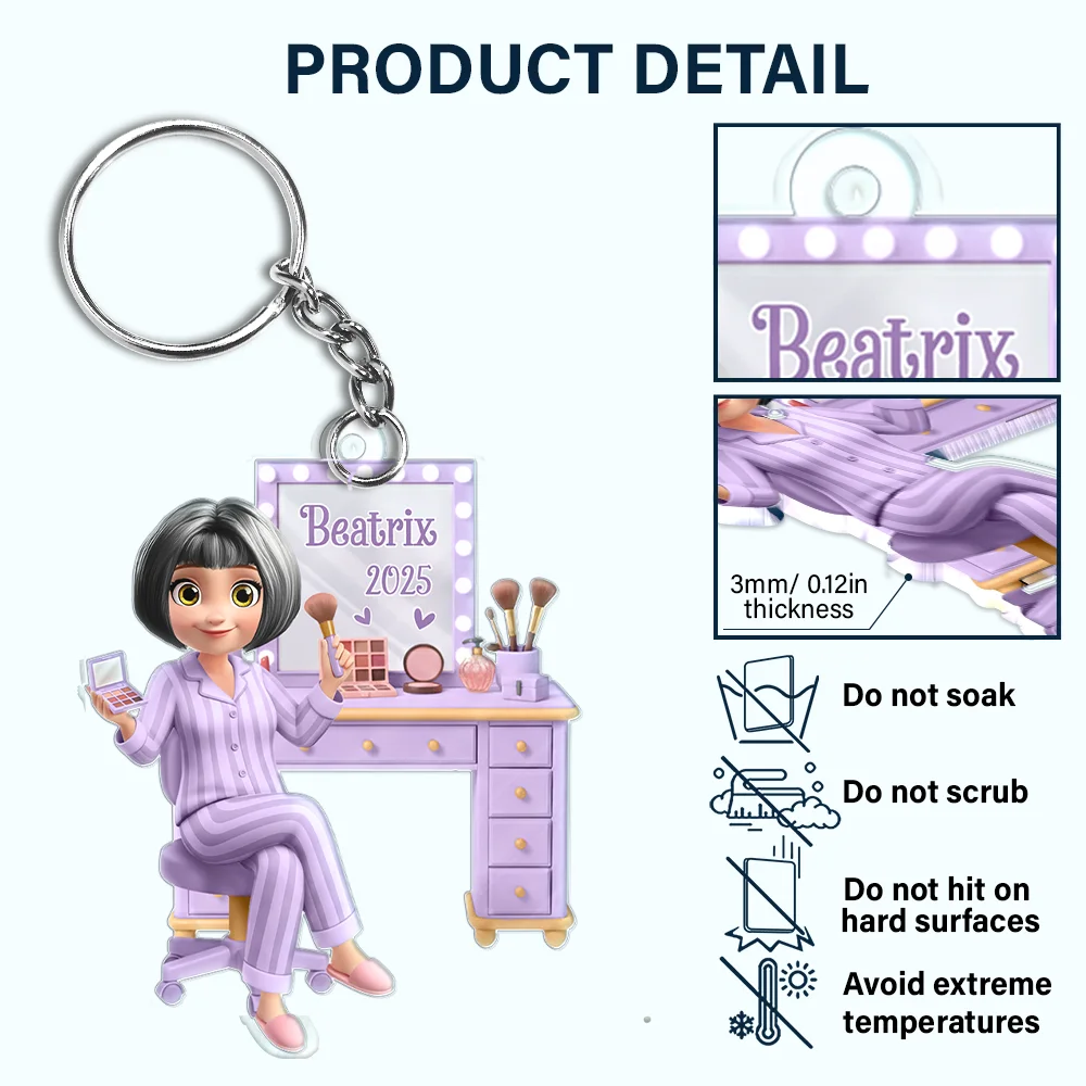 Makeup Girl Beauty 3D Effect - Personalized Acrylic Keychain - Image 6