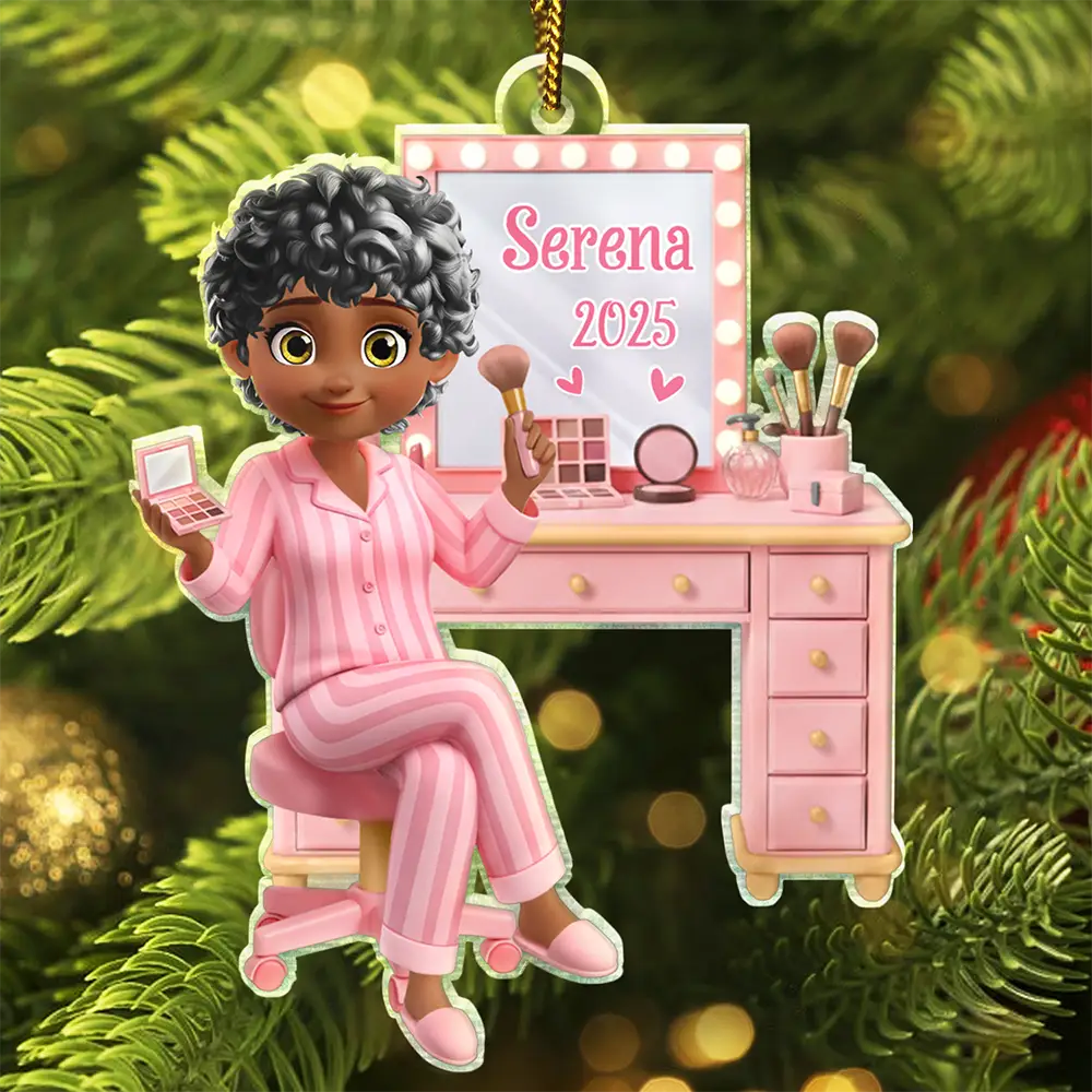 Makeup Girl Beauty 3D Effect - Personalized Custom Shaped Acrylic Ornament - Image 2