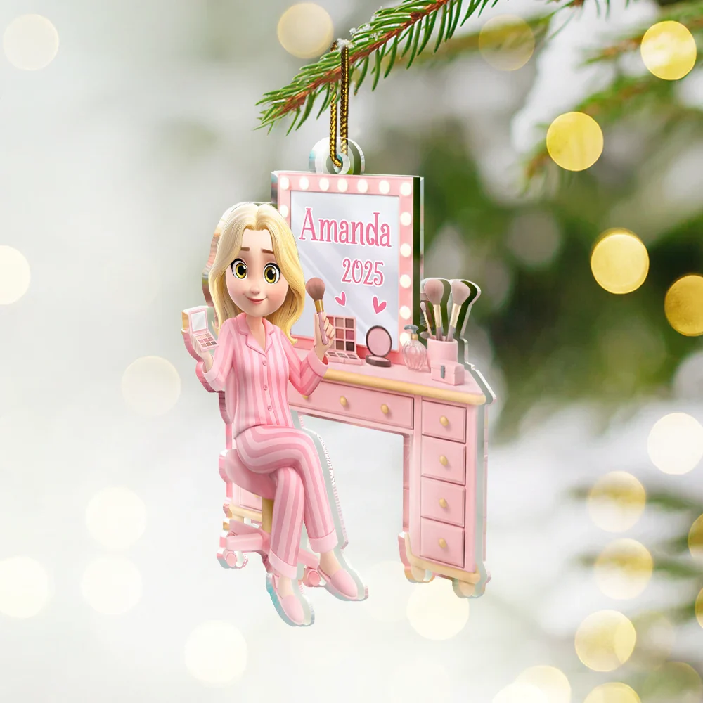 Makeup Girl Beauty 3D Effect - Personalized Custom Shaped Acrylic Ornament - Image 3
