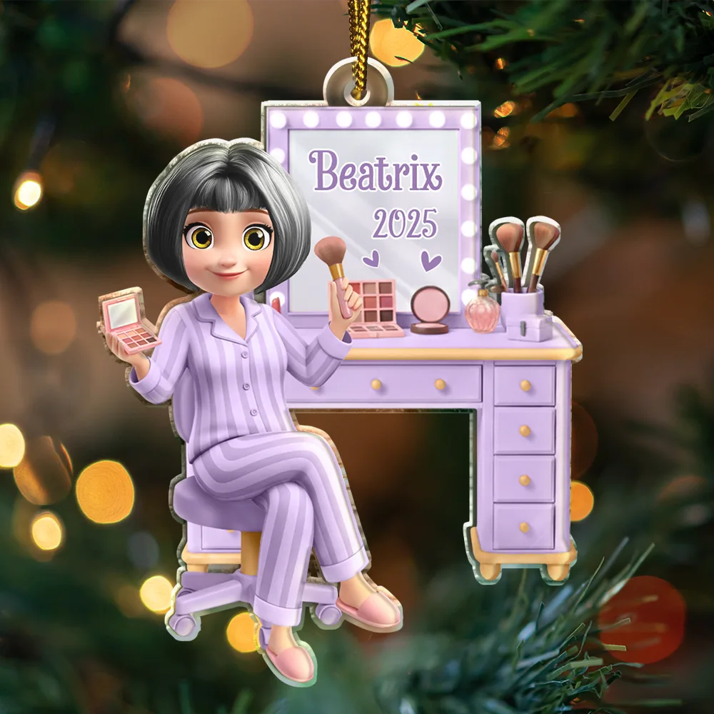 Makeup Girl Beauty 3D Effect - Personalized Custom Shaped Acrylic Ornament - Image 4