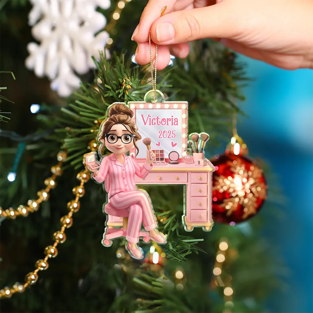 Makeup Girl Beauty 3D Effect - Personalized Custom Shaped Acrylic Ornament - Image 5