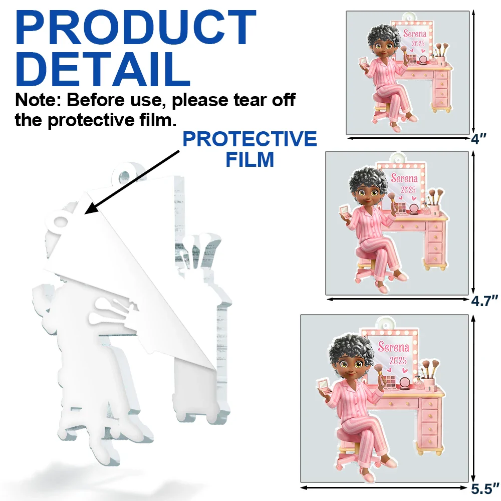 Makeup Girl Beauty 3D Effect - Personalized Custom Shaped Acrylic Ornament - Image 7