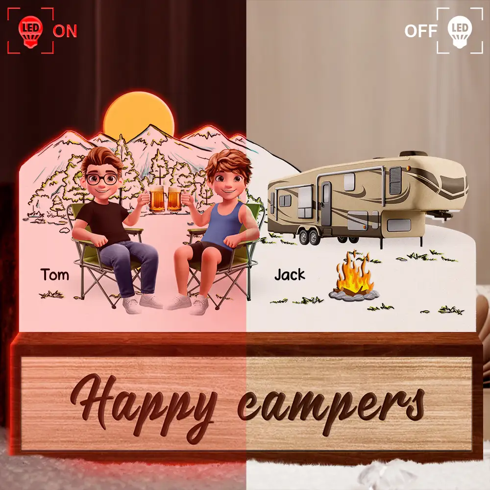Making Memories One Campsite 3D Couple - Personalized Custom Shaped Light Box - Image 3