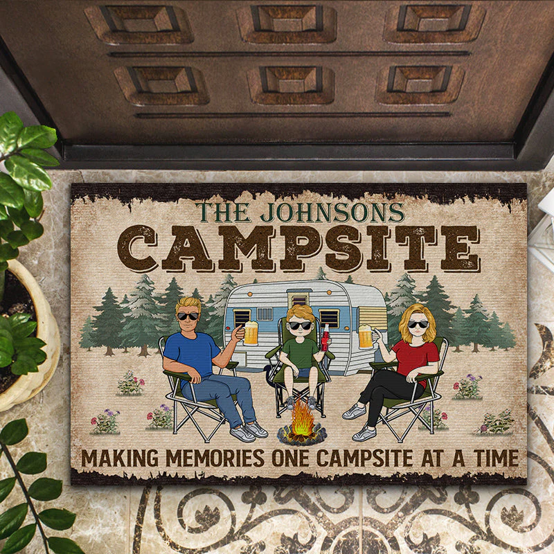 Making Memories One Campsite At A Time Camping Family - Personalized Custom Doormat - Image 2