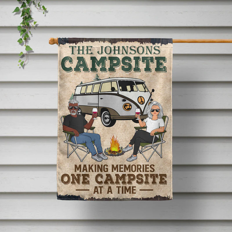 Making Memories One Campsite At A Time Camping Family - Backyard Sign - Personalized Custom Flag - Image 2