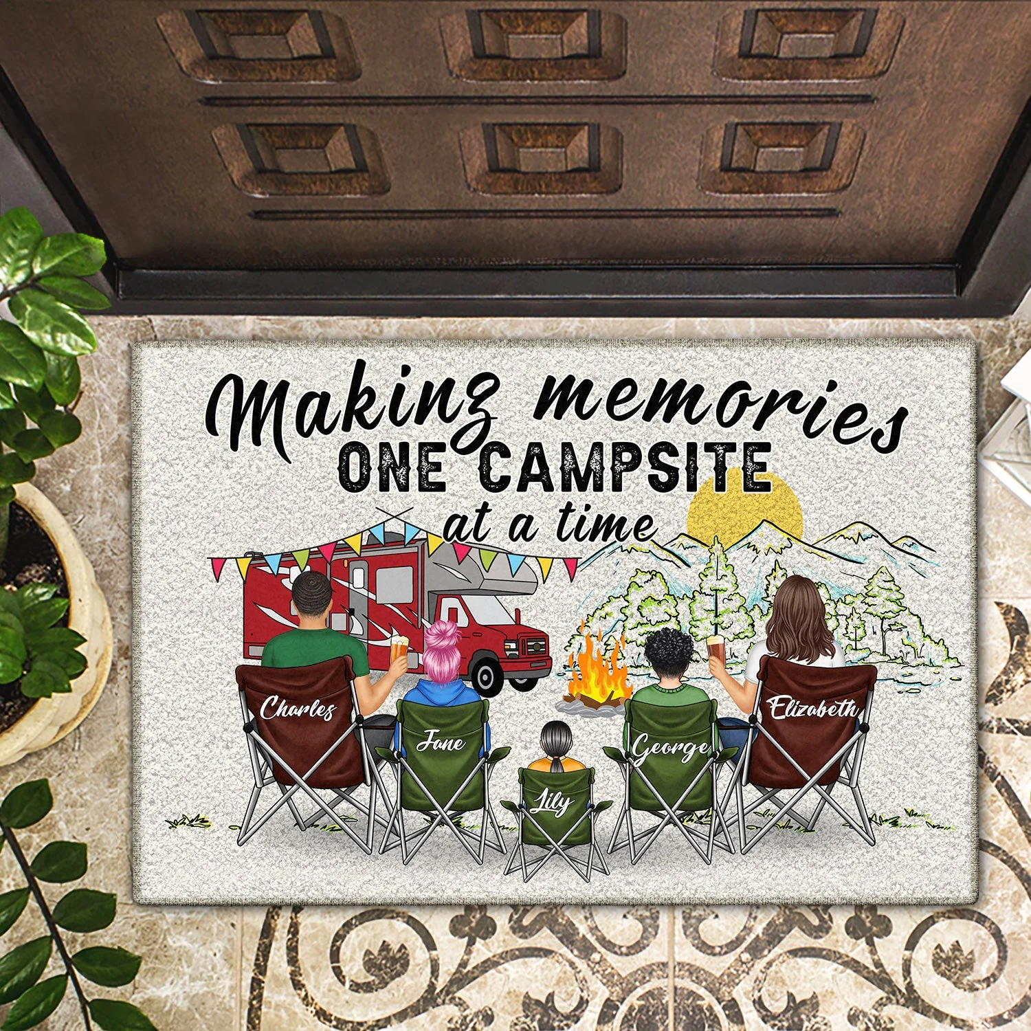 Making Memories One Campsite At A Time - Camping Family Gift - Personalized Doormat - Image 2