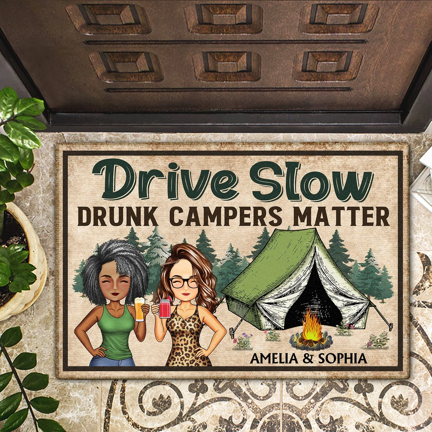 Making Memories One Campsite At A Time Camping Traveling - Vacation, Anniversary, Birthday Gift For Couples, Spouse, Husband, Wife, Family - Personalized Custom Doormat - Image 2
