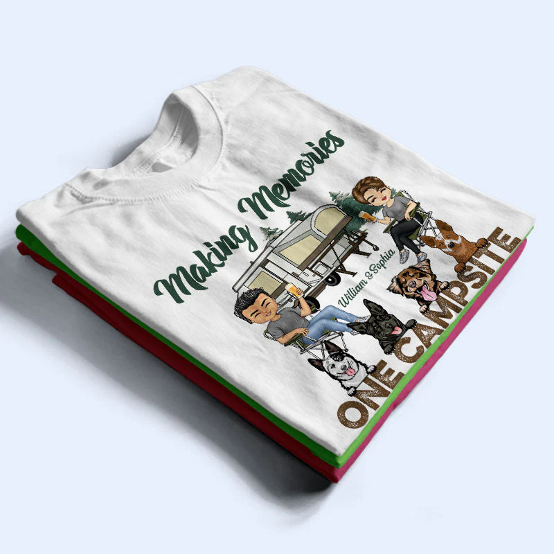 Making Memories One Campsite At A Time Dogs Camping Husband Wife - Couple Gift - Personalized Custom T Shirt - Image 2