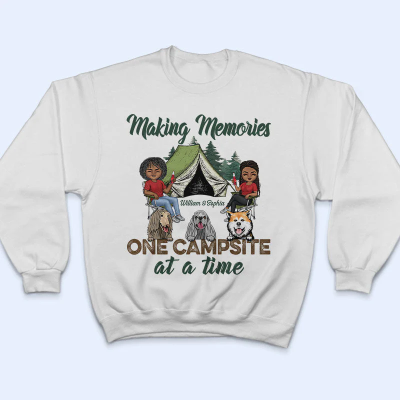 Making Memories One Campsite At A Time Dogs Camping Husband Wife - Couple Gift - Personalized Custom T Shirt - Image 5