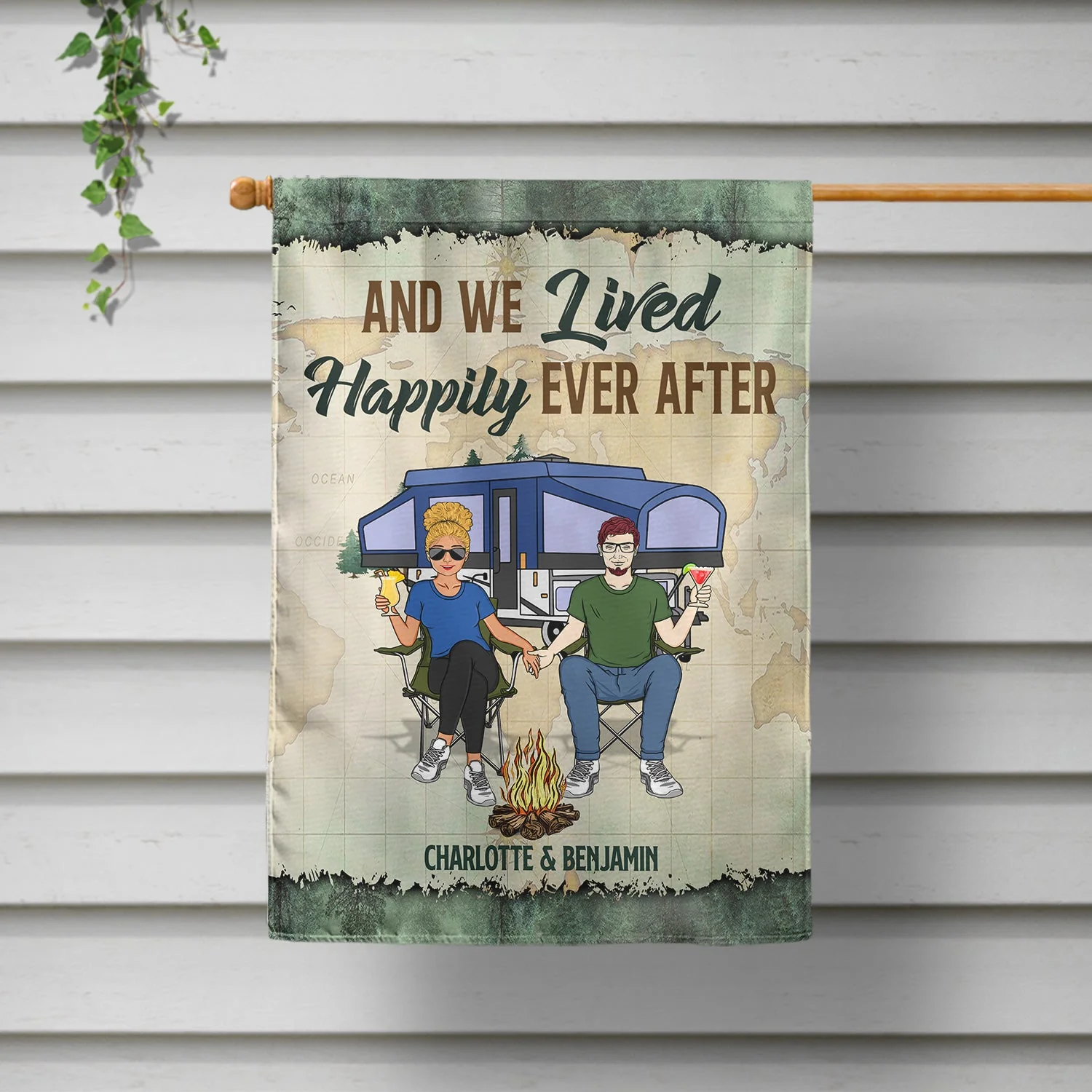 Making Memories One Campsite At A Time - Gift For Camping Lovers, Campsite, Camping Decor, Couple, Family - Personalized Custom Flag - Image 2
