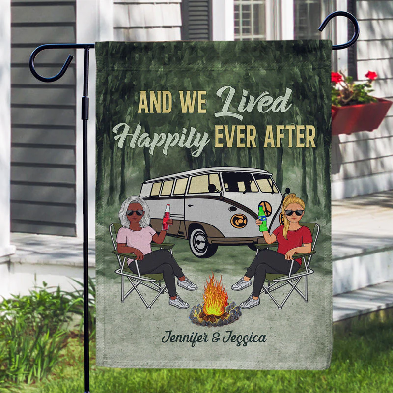 Making Memories One Campsite At A Time Husband Wife Camping Couple - Personalized Custom Flag - Image 3