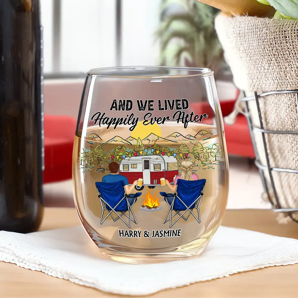 Making Memories One Campsite At A Time - Personalized Stemless Wine Glass - Image 2