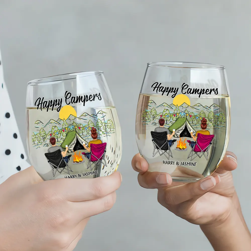 Making Memories One Campsite At A Time - Personalized Stemless Wine Glass - Image 3