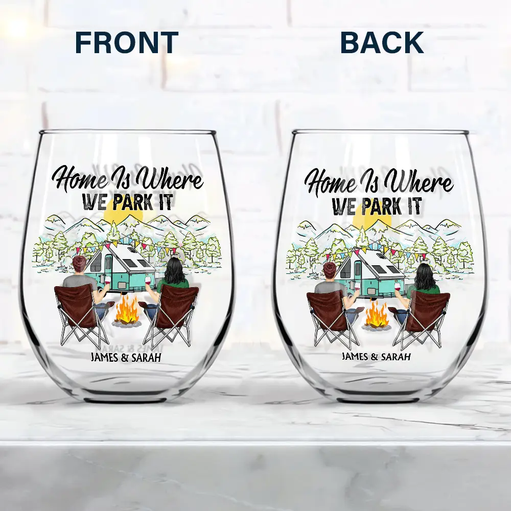 Making Memories One Campsite At A Time - Personalized Stemless Wine Glass - Image 4