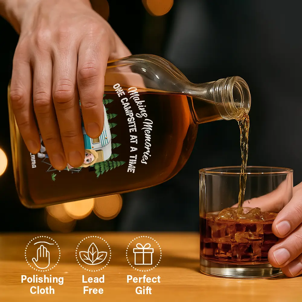 Making Memories One Campsite At A Time - Personalized Whiskey Bottle - Image 6