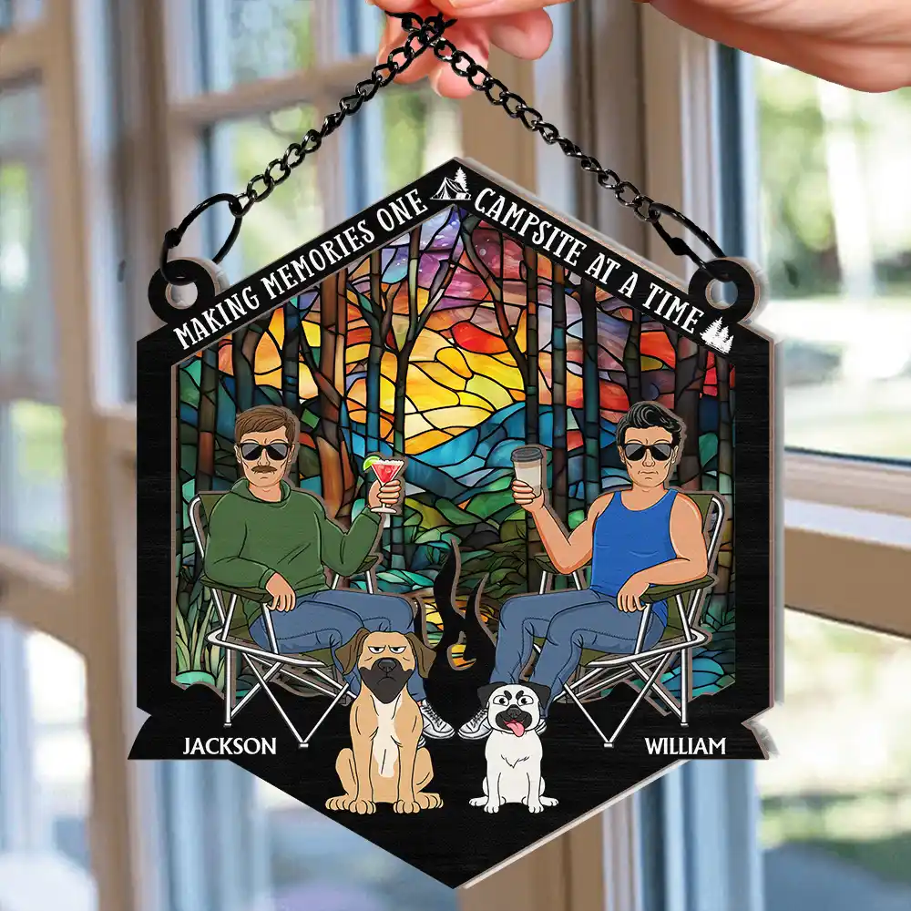 Making Memories One Campsite At A Time - Personalized Window Hanging Suncatcher Ornament - Image 2