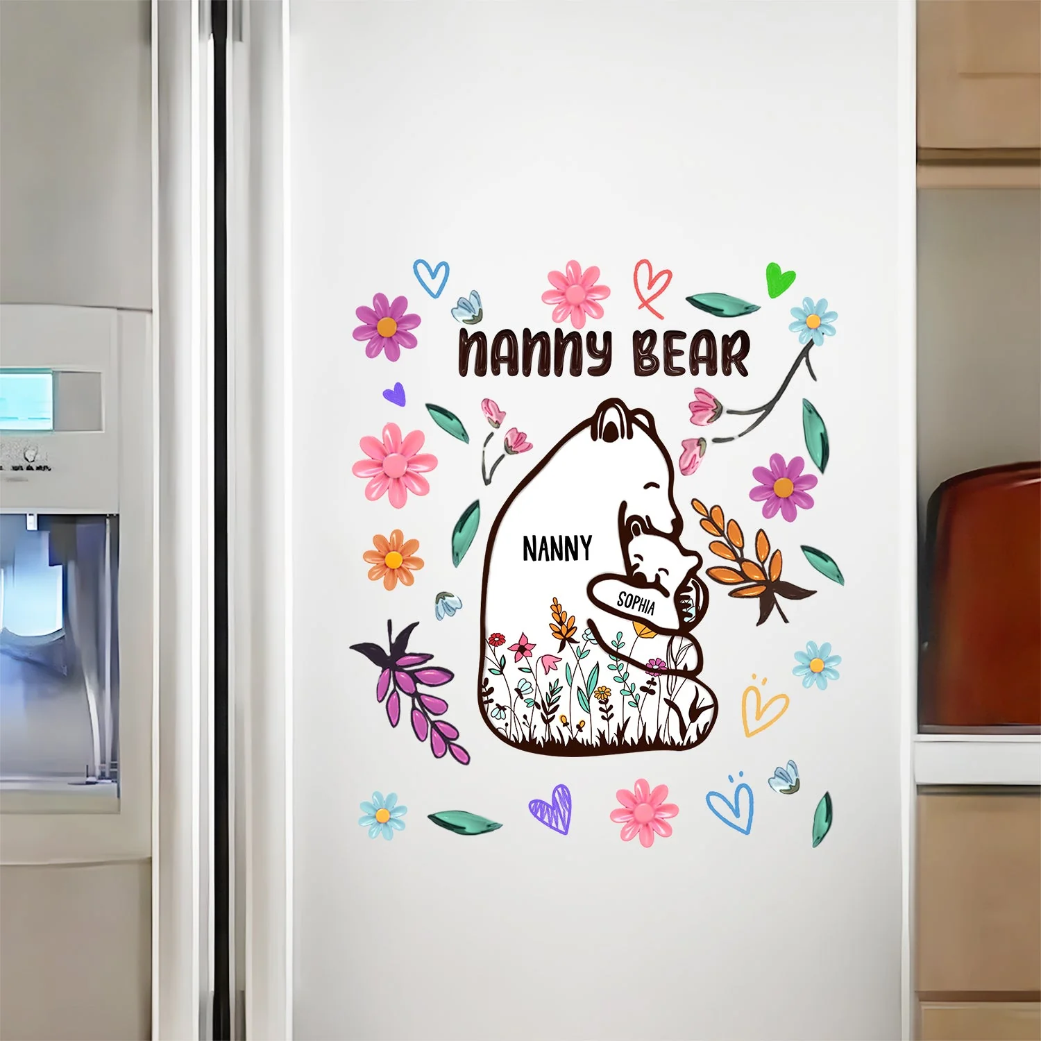 Mama Bear Floral Style - Birthday, Loving Gift For Mom, Mother, Grandma, Grandmother - Personalized Decor Decal - Image 5