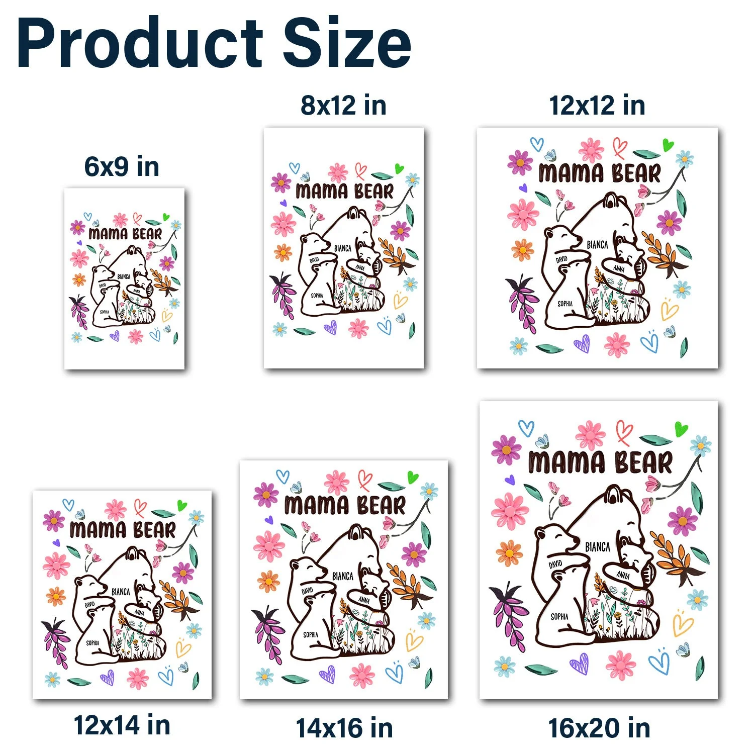 Mama Bear Floral Style - Birthday, Loving Gift For Mom, Mother, Grandma, Grandmother - Personalized Decor Decal - Image 7