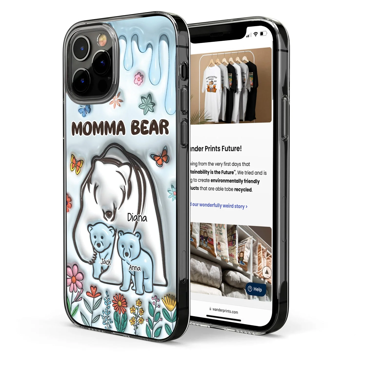 Mama Bear - Gift For Mother, Mom, Grandma - 3D Inflated Effect Printed Clear Phone Case, Personalized Clear Phone Case - Image 2