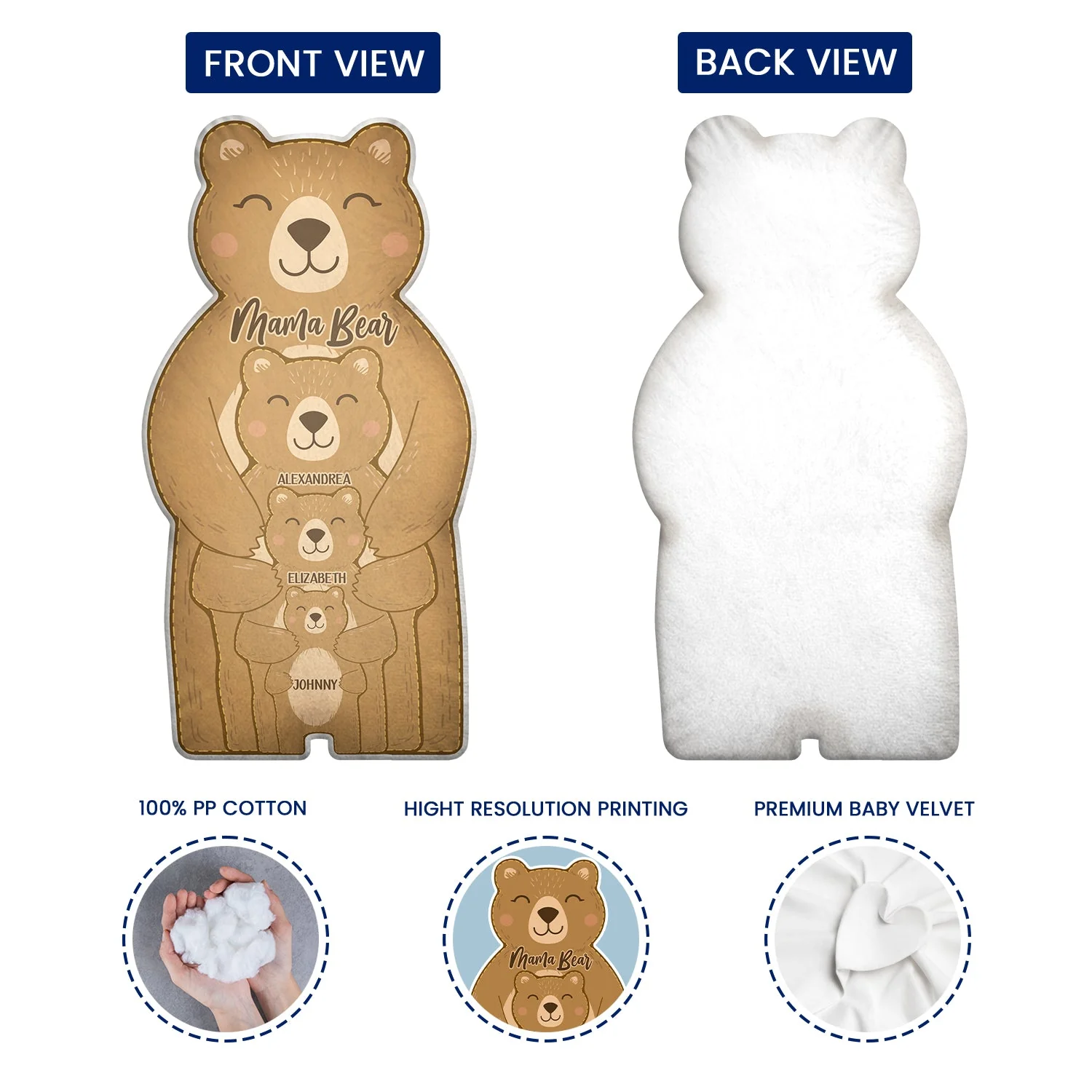 Mama Bear - Gift For Mothers - Personalized Custom Shaped Pillow - Image 3