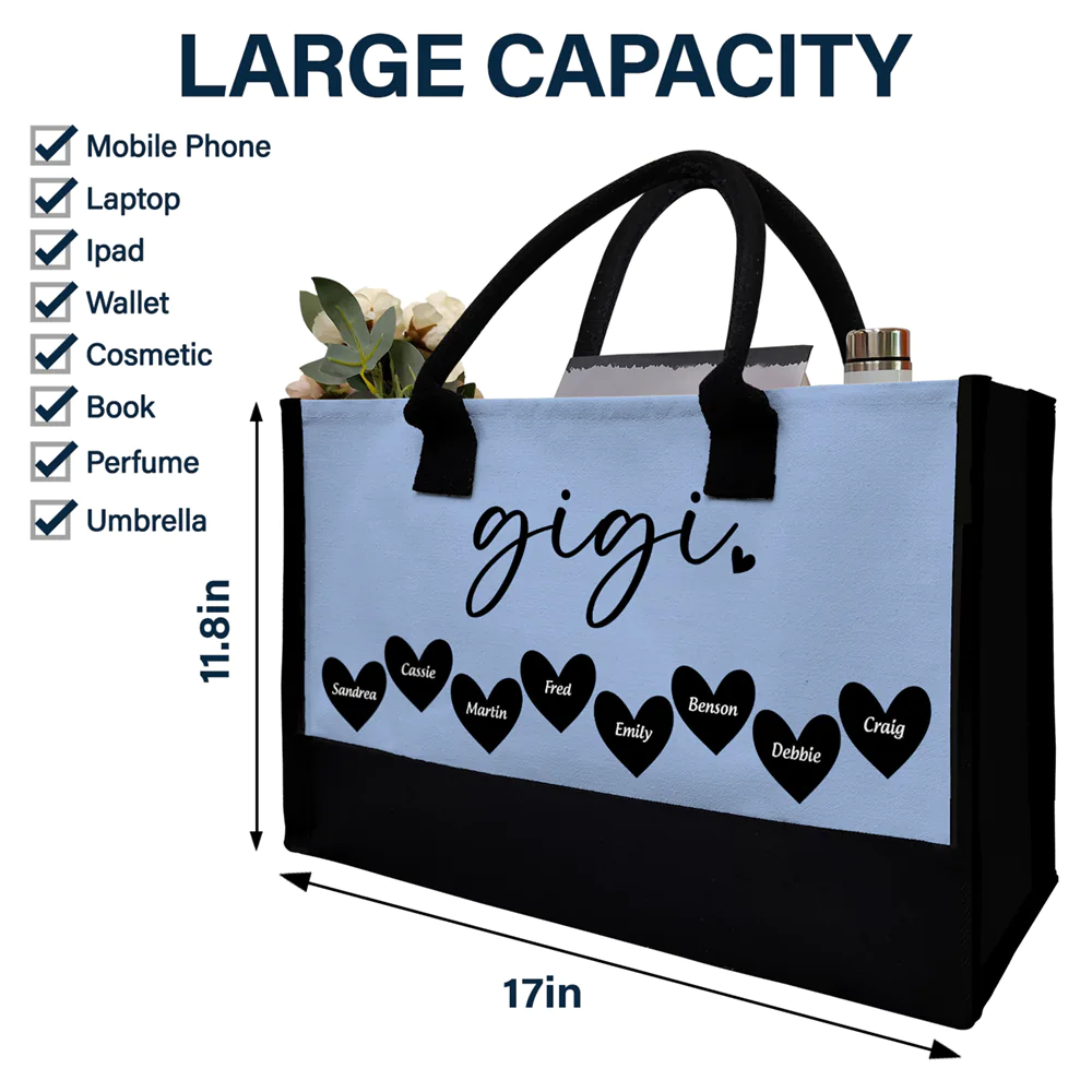 Mama Gigi Grandma - Personalized Canvas Tote Bag - Image 4
