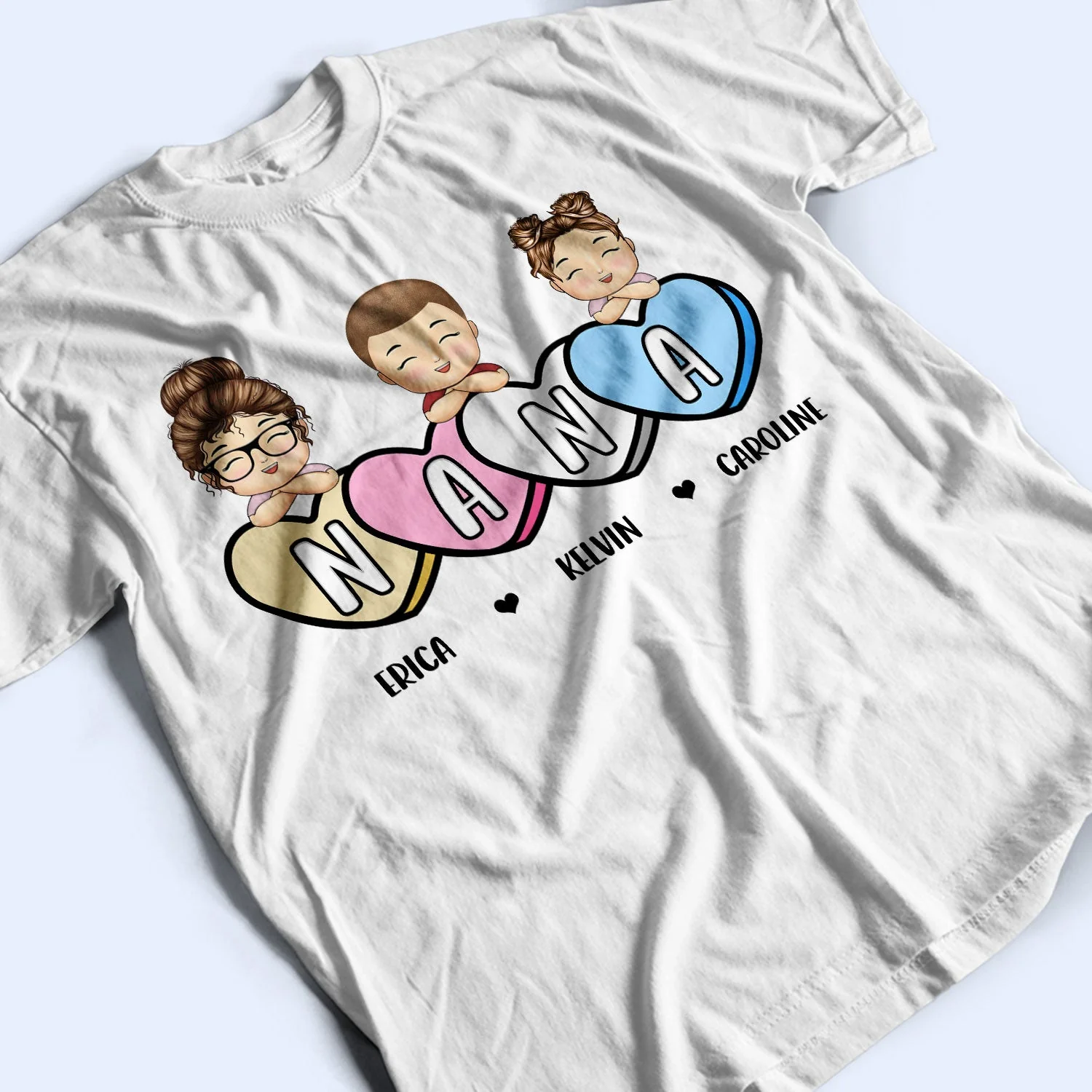 Mama's Sweet Candy Hearts - Birthday, Loving Gift For Mother, Mom, Grandma, Grandmother - Personalized T Shirt - Image 3