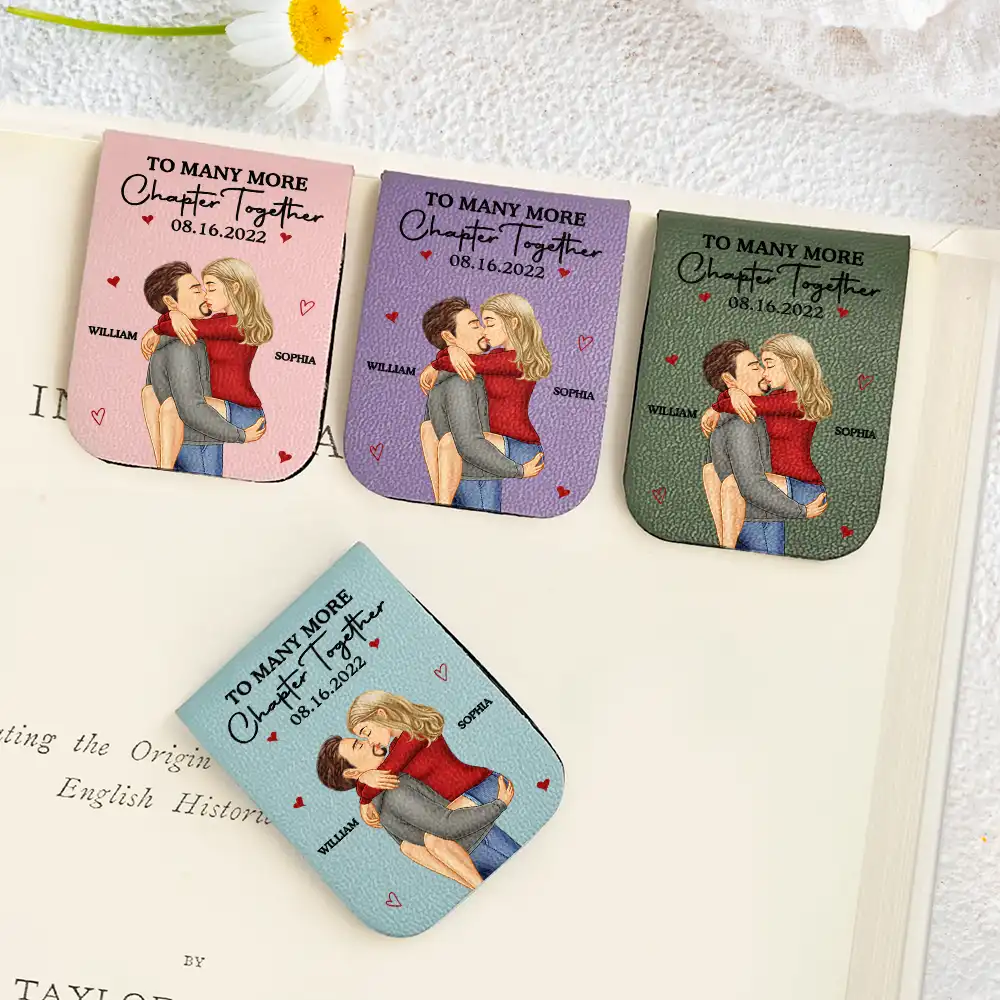 Many More Chapter Together Anniversary Couple, 3rd Anniversary - Personalized Leather Magnetic Bookmark