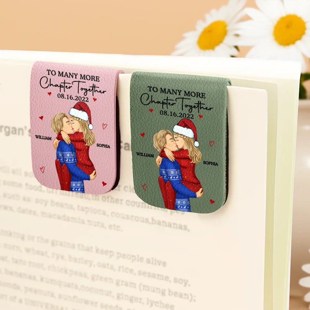 Many More Chapter Together Anniversary Couple, 3rd Anniversary - Personalized Leather Magnetic Bookmark - Image 4