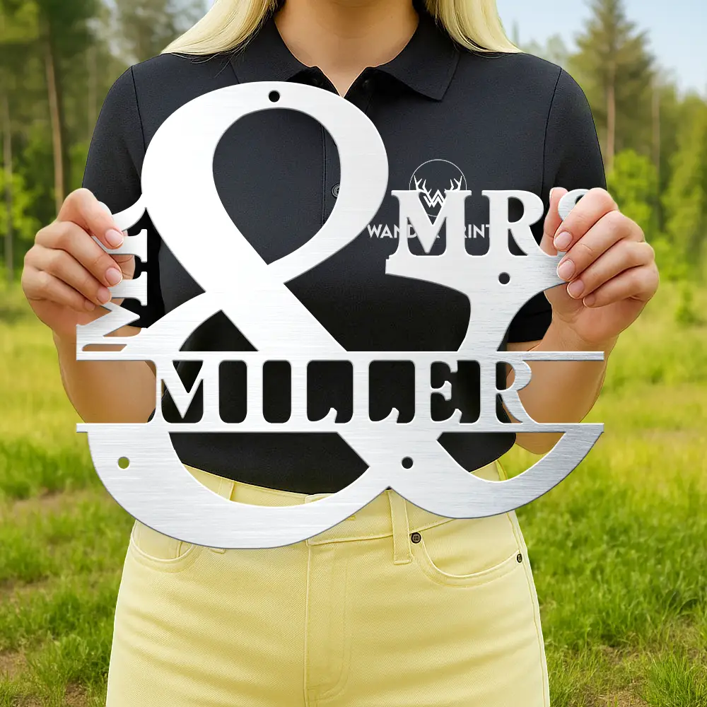 Maried Couple Mr And Mrs Family Name - Personalized Cutout Metal Sign - Image 4